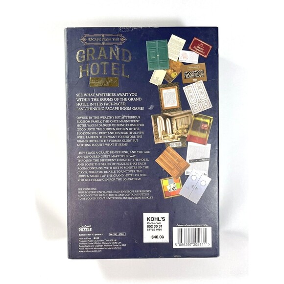 The Grand Hotel Escape Room Game Hidden Secrets Nine Mysteries Family Friends - Picture 2 of 12